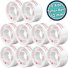Ptfe Teflon Sızdırmaz Yalıtım Bant Bandı Beyaz 12 mm x 12 Metre Dişi Bağlantı (10 Adet)