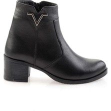 Bambi Siyah Hakiki Deri Kadın Bot & Bootie K02286701303