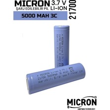 Micron 3.7 V (Volt) 5000 Mah (Amper) 21700 Li-On Başlı Pil (1 Adet) Yüksek Performanas