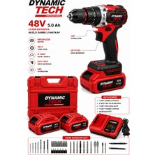 Dynamic Tech Profesyonel 48V 5.0AH Kömürsüz Akülü Darbeli Matkap Vidalama 2 Akü Şarj Cihazı ve Çantalı Set