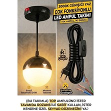Novo 24W GÜNIŞIĞI-3000K Çok Fonksiyonlu LED Top Ampul Takımı ,hem Tavan Askılı Hem Seyyar Fişli Kablolu Set,fişli Taşınabilir Gece Lambası
