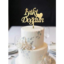 Ege Concept Life  Iyi Ki Doğdun Pleksi Pasta Süsü Gold Çubuklu - 14X9 cm + 5 cm Çubuk