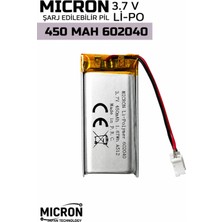 Micron 602040 3.7V 450MAH Li-Polymer (Li-Po) Şarj Edilebilir Pil – Lityum Polimer Batarya