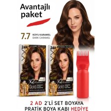 Maxx Deluxe Golden Beauty Set Saç Boyası 7.7 Koyu Karamel 2 Adet+Fırça