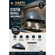 Safir Çay Kazanları Safir Gri Statik Boyalı Davlumbaz 120 cm Ebatlı Safir Davlumbaz 5 ve 6 Gözlü Çay Kazanı Için Davlumbaz