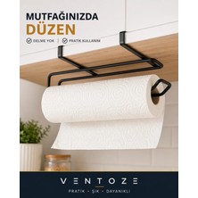 Ventoze Siyah Metal Dolap Içi Kağıt Havluluk Askısı Delme Gerektirmeyen Mutfak Havlu Düzenleyici