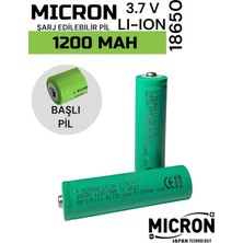 Micron 18650 Şarj Edilebilir Pil 3.7V 1200MAH Li-Ion Başlı Pil (1 Adet)