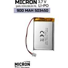 Micron 503450 3.7V 900MAH Li-Polymer (Li-Po) Şarj Edilebilir Pil – Soketli Lityum Polimer Batarya