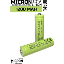 Micron 3.7 V (Volt) 1200 Mah (Amper) 14500 Li-On Başlı Pil (1 Adet) Aa Boy