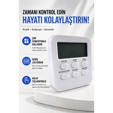 CoverZone Çok Fonksiyonlu Elektronik Zamanlayıcı, LCD Geniş Ekranlı Dijital Timer, Saat Alarm Geri Sayım ve Kronometre Modları, Saat Dakika Saniye Ayarlı, Aaa Pilli Masa Tipi Timer | DOL-288