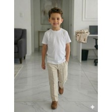 Dublino Kids Erkek Çocuk Takım Elbise (Ceket, Tişört ve Ipli Pantolon) Krem