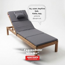 Katlanır Kamp Matı Şezlong Minderi Taşınabilir Kamp Yatağı Su Itici Kumaş 180X60X2 Gri (Gri)