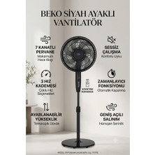 Beko Uzaktan Kumandalı 7 Kanatlı Güçlü Ayaklı 3 Kademeli Siyah Vantilatör