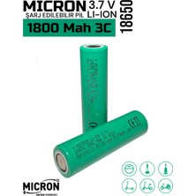 Micron 18650 Şarjlı Pil 3.7V 1800MAH 3c Li-Ion Batarya Pil