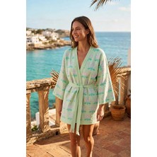 Peraluna Urban Lotus Kimono, Ince Yazlık Kadın Kimono - Mint Multi