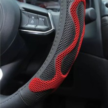 Solveks FXF-434 Direksiyon Kılıfı Poşetli Geçme 38CM 3 Boyutlu Noktalı Siyah Kırmızı Ithal Premium