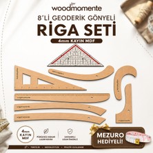 Wood Momente Woodmomente 8'li Geoder Cetvelli Riga Seti 4 mm Kayın Mdf + Hediye Mezuro