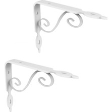 Eym 2 Adet Ferforje 22 x 30 cm Dekoratif Raf Altı Ayağı Konsol Beyaz