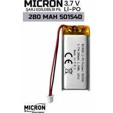 Micron 3.7V 280MAH Lityum Polimer (Li-Po) Şarj Edilebilir Pil 501540 (5×15×40 Mm)