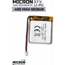 Micron 602626 3.7V 400MAH Li-Polymer (Li-Po) Şarj Edilebilir Pil – Lityum Polimer Batarya