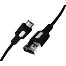 USB Hızlı Şarj Kablosu Siyah Beyaz Siyah Uç 150 cm