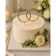 Ege Concept Life Yüzük Pleksi Pasta Süsü Gold Çubuklu - 12X8 cm + 4 cm Çubuk