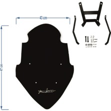 Motospartan BAJAJ PULSAR NS 200 SİPERLİK CAMI BAĞLANTILI FÜME 47X43CM 4MM
