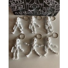 Pulvento Gotik Beyaz Iskelet 3D Baskı Anahtarlık 1 Adet Iskelet Figür Anahtarlık