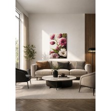 Zera Wall Mdf Tablo Pembe ve Beyaz Çiçek Buketi – Modern Botanik Temalı Salon, Yatak Odası ve Ofis Duvar Dekorasyonu