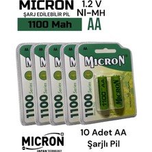 Micron Aa Sıze 1100 Mah Ni-Mh Şarjlı Pil Micron 10 Adet 1100 Mah Gerçek Kapasite