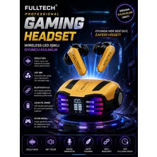 Kablosuz Oyuncu Kulaklık – Bluetooth 5.0 LED Işıklı Oyuncu Kulaklığı, Düşük Gecikmeli Tws Kulaklık, Dijital Göstergeli Şarj Kutusu, Dokunmatik Kontrol, Type-C