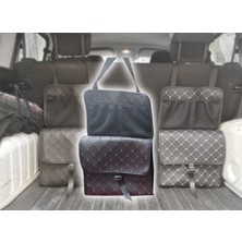 Solveks TC30-330031 Arka Koltuk Çanta Tip Organizer Kapitone Deri Siyah Kırmızı Ip Ithal Premium