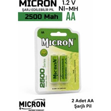 Micron Aa 2500 Mah 1.2V Ni-Mh Şarj Edilebilir Kalem Pil (2'li Paket)