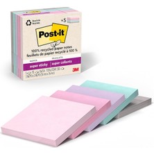 POST-IT%100 Geri Dönüşümlü Kağıt Süper Yapışkan Notlar, 2x Yapıştırma Gücü, 3x3 Inç,