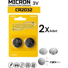 Micron CR2032 Pil 3V Baskül, Araba Kumandası , Hafıza, Hesap Makinası, Tartı Pili Düğme Pil (2 Adet)