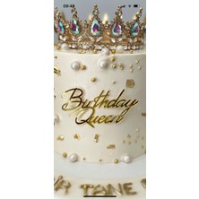 Ege Concept Life Birthday Queen Pleksi Pasta Süsü Gold - 11X6 cm