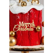 Ege Concept Life Merry Christmas Pleksi Pasta Süsü Gold Büyük Boy - 12X5 cm
