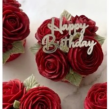 Ege Concept Life  Happy Birthday Cup Cake Boy Pleksi Pasta Süsü Gümüş - 6.5x5 cm