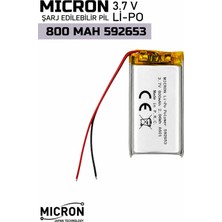 Micron 592653 3.7V 800MAH Li-Polymer (Li-Po) Şarj Edilebilir Pil – Lityum Polimer Batarya