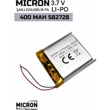 Micron 582728 3.7V 400MAH Li-Polymer (Li-Po) Şarj Edilebilir Pil – Lityum Polimer Batarya