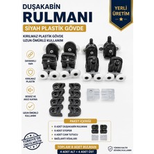 Duşakabin Rulman Tekerleği Siyah 8 Adet (4 Alt - 4 Üst - 1 Takım)