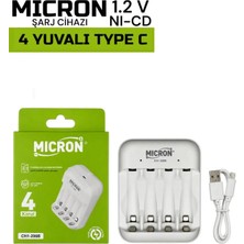 Micron Aa Aaa Pil Şarj Cihazı 4 Yuvalı Type-C Ni-Cd Ni-Mh Şarj Aleti CH1-206B
