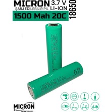 Micron 18650 Şarj Edilebilir Pil 3.7V 1500MAH 20C Li-Ion Batarya (1 Adet)