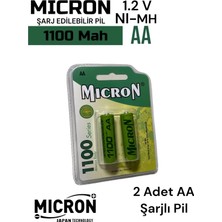 Micron Aa Sıze 1100 Mah Ni-Mh Şarjlı Pil Micron 2 Adet 1100 Mah Gerçek Kapasite