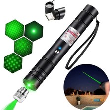 Caselka USB Şarjlı Lazer Pointer, Yeşil, Taşınabilir, Sunum Için