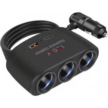Solveks Benmax BX14 027 Çakmak Soketi 12V Kablolu 3 Lü Usb+Teyp-C Ithal Premium