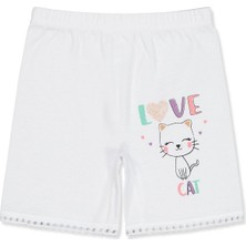 Civil Girls Love Cat Biyeli Uzun Paça 2-10 Yaş Boxer - Beyaz