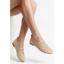 Shoegar Tinwa Bej Tül Babet Ayakkabı