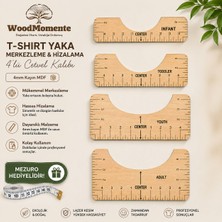 Wood Momente Woodmomente 4'lü Tişört Yaka Merkezleme Cetveli 4 mm Kayın Mdf + Hediye Mezuro