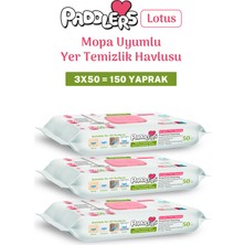Paddlers Easy Clean Lotus Çiçeği Kokulu Mopa Uyumlu Yer Temizlik Havlusu 3X50 150 Yaprak
